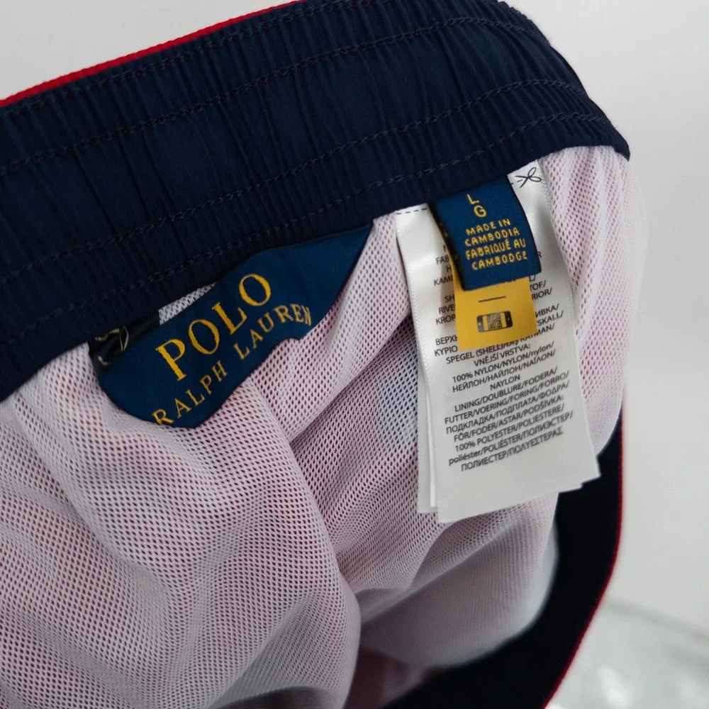 New Polo Ralph Lauren Swim Trunks Mens Large Red All Over Pony Preppy NWT